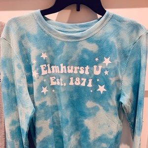 Elmhurst University Henley Tie Dye Long sleeve
